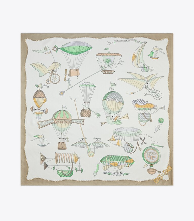 Tory Burch designer écharpes Carré de soie Hot Air Balloon in Hot Air Balloon Silk Square ivory dessus