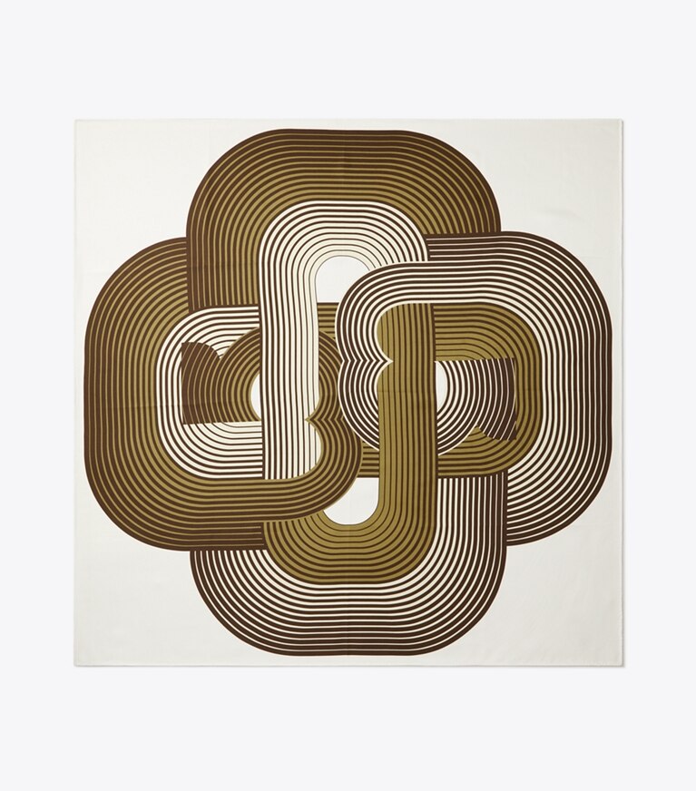 Tory Burch designer écharpes Carré de soie Infinite T in Brown dessus