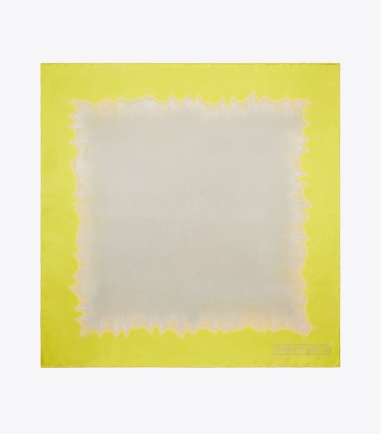 Tory Burch designer écharpes Carré de soie teint en pièce in Khaki / Yellow dessus