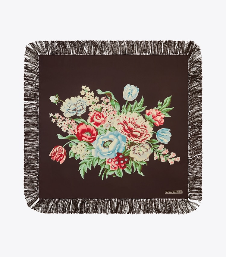 Tory Burch designer écharpes Carré en soie Chair Floral dans Black Chair Floral vue du dessus