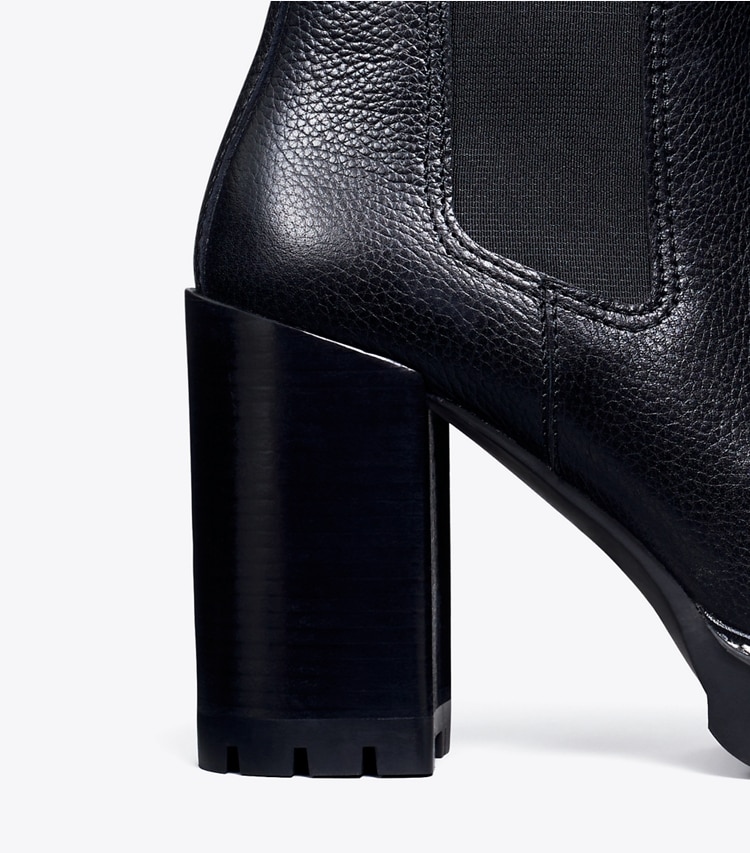 Tory Burch designer ankle boots Carson Lug Sole Ankle Boot in PERFECT BLACK / PERFECT BLACK detail