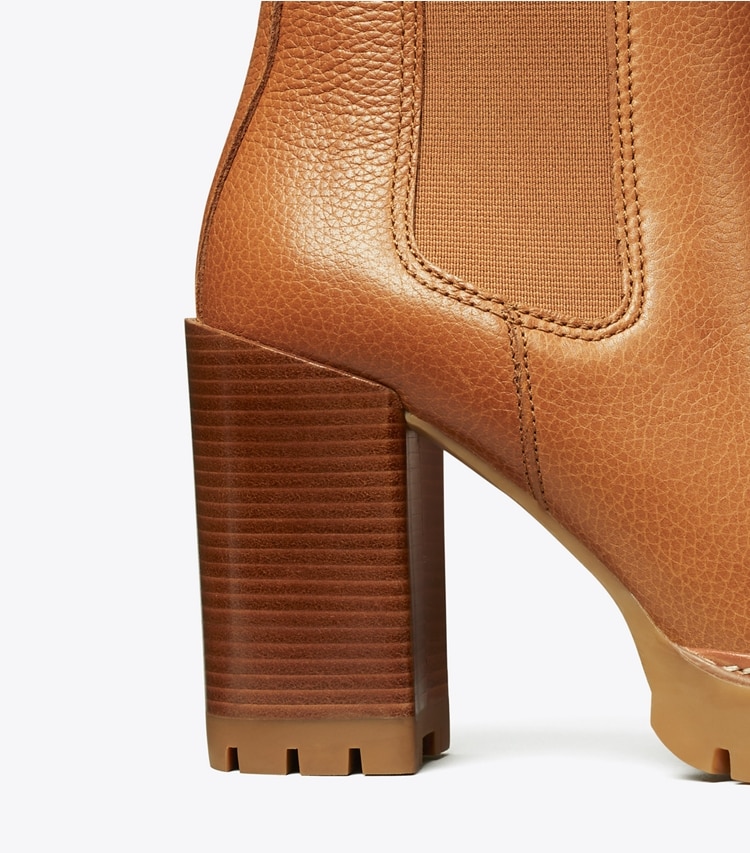 Tory Burch designer ankle boots Carson Lug Sole Ankle Boot in Toasted Caramel detail