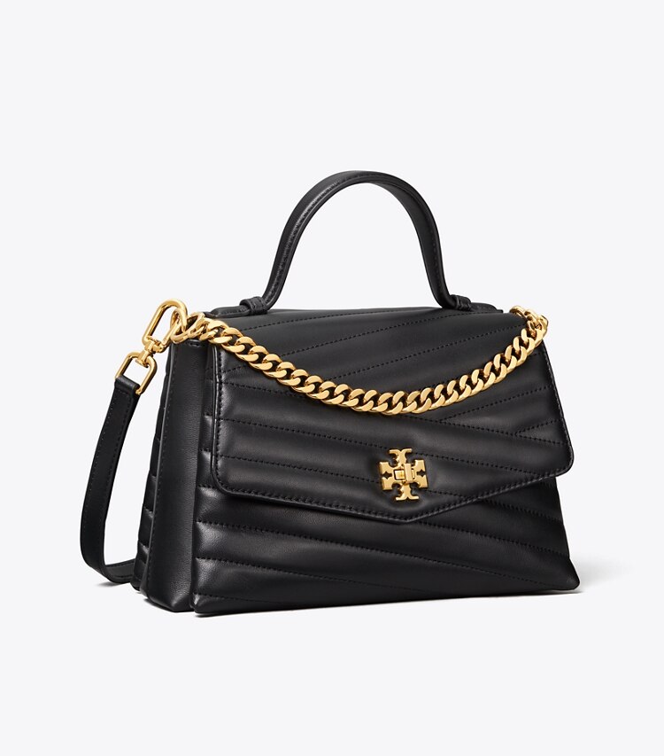 Tory Burch designer sac à main Cartable à poignée supérieure à chevrons Kira dans Black angle