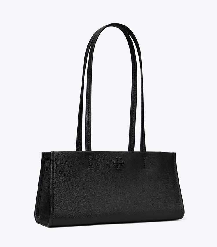 Tory Burch designer sac à main Cartable horizontal en cuir dans BLACK angle
