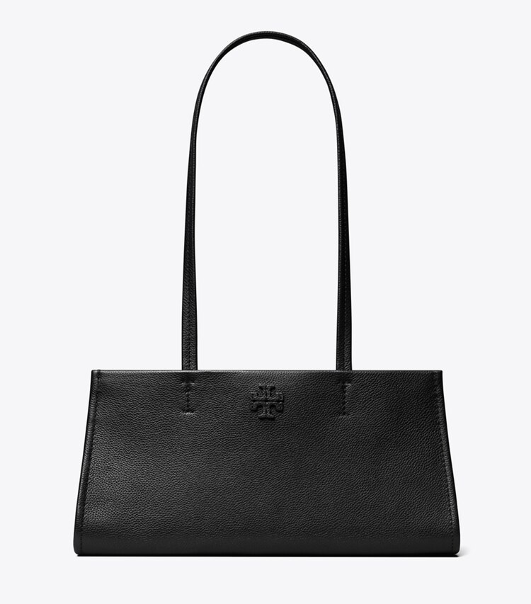 Tory Burch designer sac à main Cartable horizontal en cuir dans BLACK de face