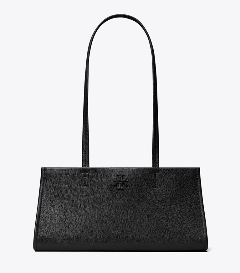 Tory Burch designer sac à main Cartable horizontal en cuir dans BLACK de face