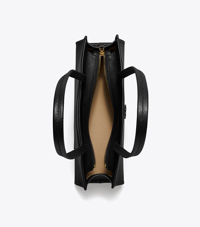 Tory Burch designer sac à main Cartable horizontal en cuir dans BLACK vue du dessus