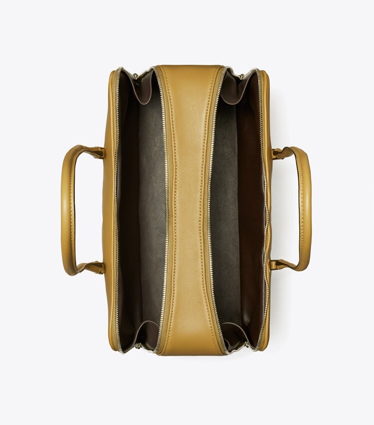 Tory Burch designer sac à main Cartable Marshmallow dans Coconut Shell / Classic Brown vue du dessus