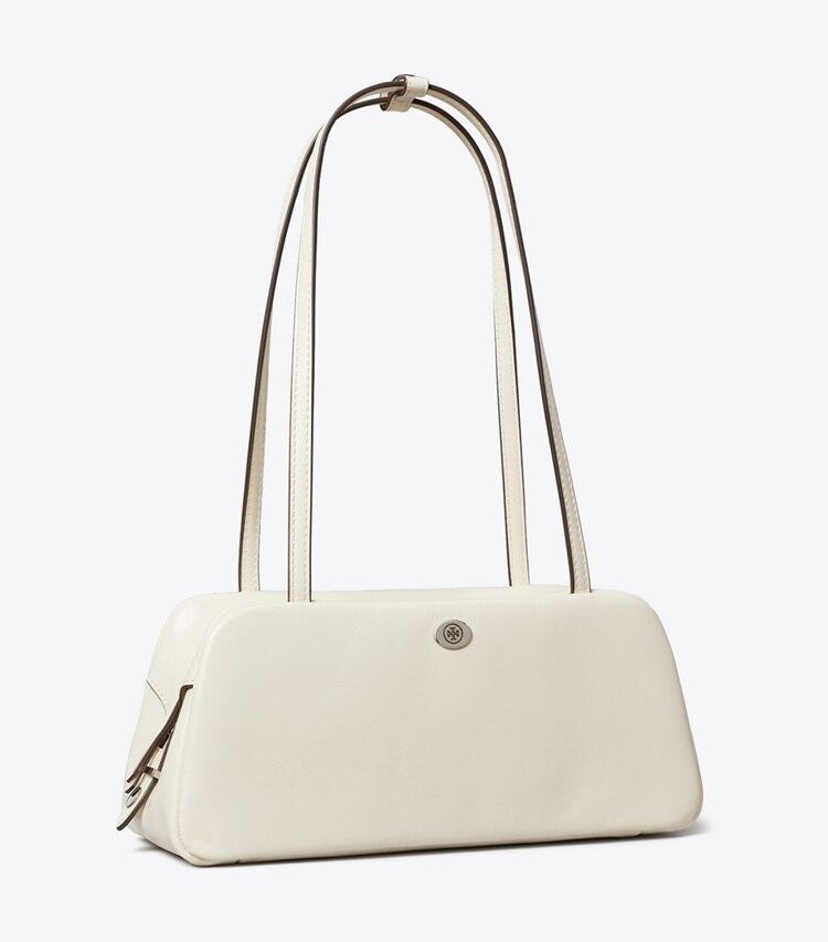 Tory Burch designer sac à main Cartable Robinson dans Light Cream angle