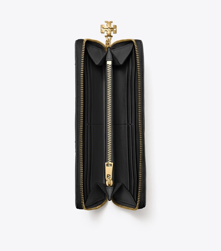 Tory Burch diseñador carteras Cartera continental con cremallera Bunny Knot en Black vista superior