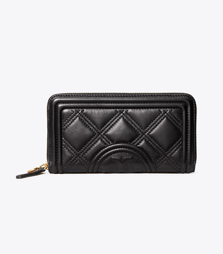 Tory Burch diseñador carteras Cartera continental con cremallera Fleming Soft en Black frente