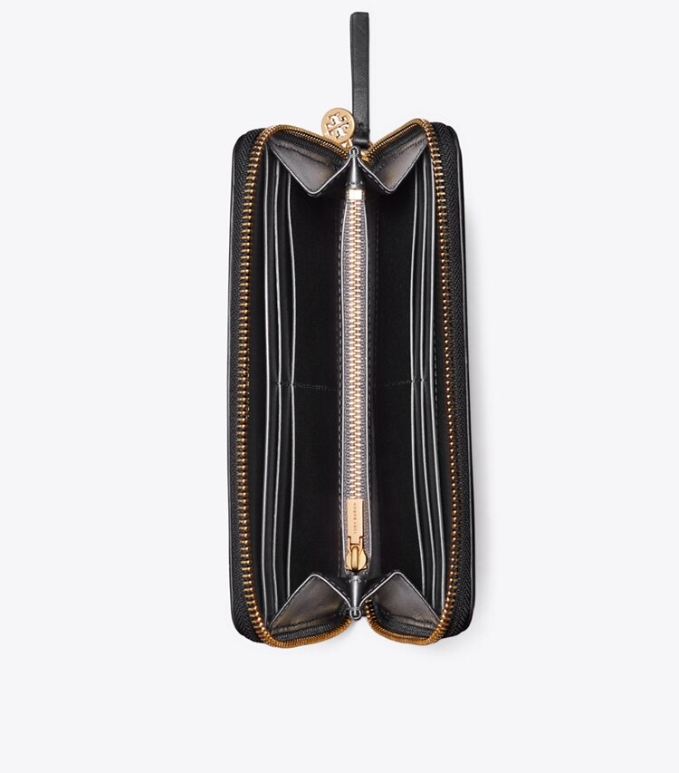 Tory Burch diseñador carteras Cartera continental con cremallera Fleming Soft en Black vista superior
