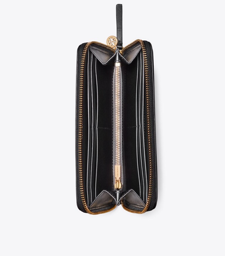 Tory Burch diseñador carteras Cartera continental con cremallera Fleming Soft en Black vista superior