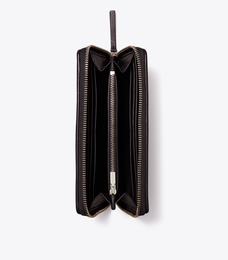 Tory Burch diseñador carteras Cartera continental con cremallera Kira Chevron en Black / Rolled Nickel vista superior
