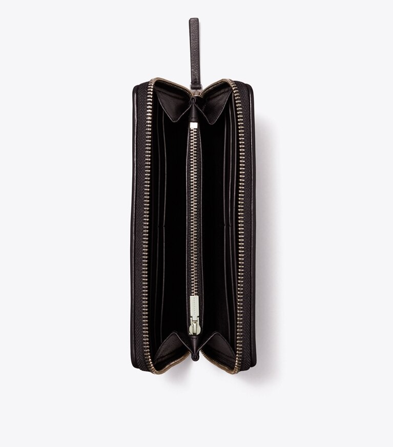 Tory Burch diseñador carteras Cartera continental con cremallera Kira Chevron en Black / Rolled Nickel vista superior