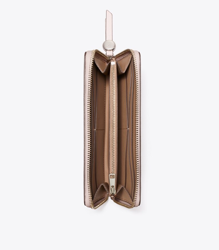 Tory Burch diseñador carteras Cartera continental con cremallera Romy en Rose vista superior