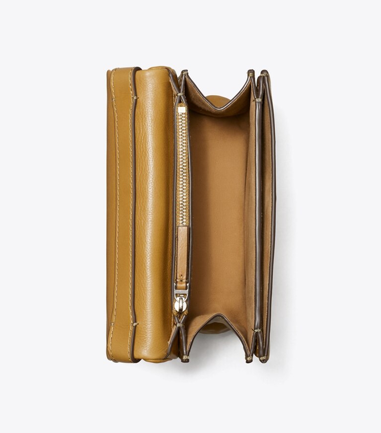 Tory Burch diseñador bolsos de hombro Cartera de hombro Charlie Runway en WREN BROWN vista superior