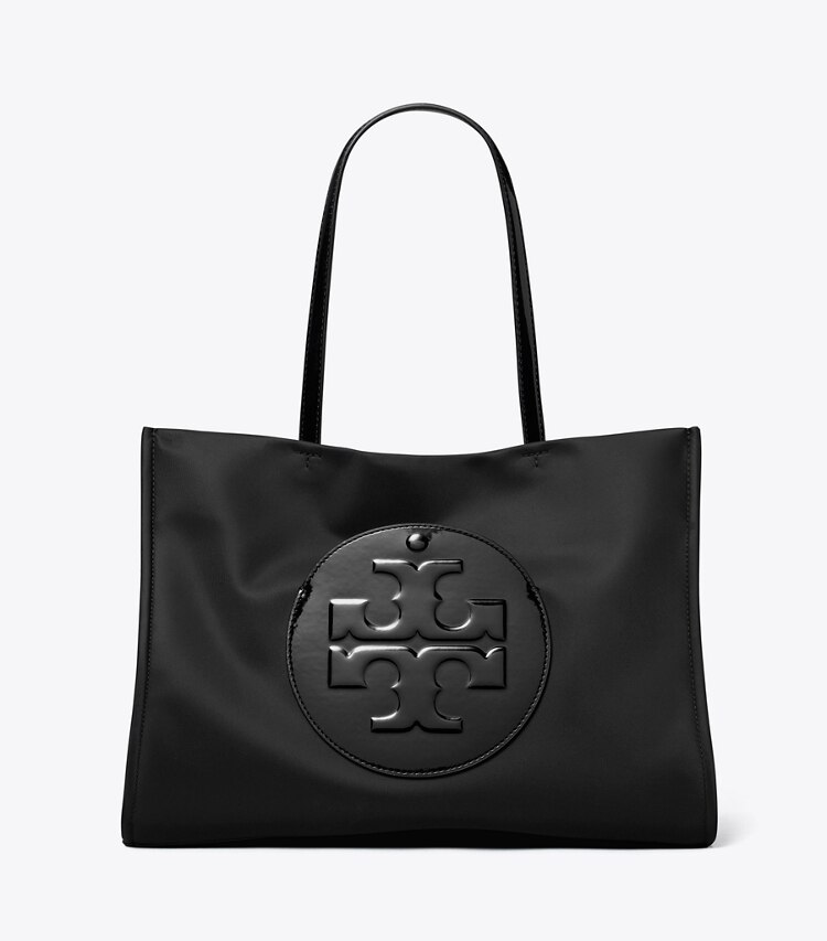 Tory Burch diseñador bolsos tote Cartera de mano pequeña Ella de charol en Black frente