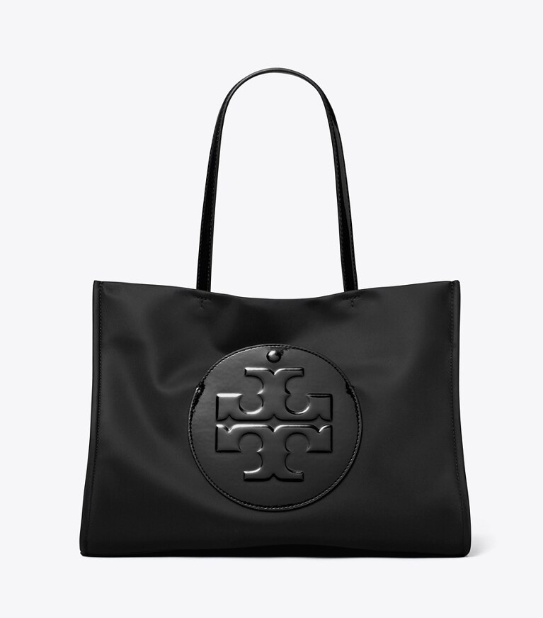 Tory Burch diseñador bolsos tote Cartera de mano pequeña Ella de charol en Black frente