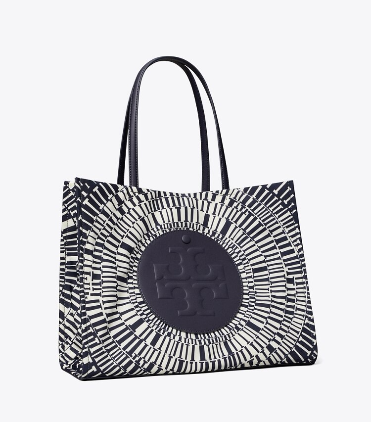 Tory Burch diseñador bolsos tote Cartera de mano pequeña Ella estampada en Navy Circle ángulo