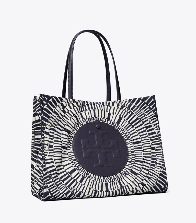 Tory Burch diseñador bolsos tote Cartera de mano pequeña Ella estampada en Navy Circle ángulo