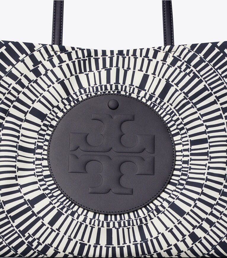Tory Burch diseñador bolsos tote Cartera de mano pequeña Ella estampada en Navy Circle detalle
