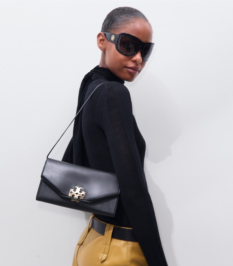 Tory Burch diseñador bolsos de mano Cartera de mano tipo sobre Charlie en Black accesorio en modelo