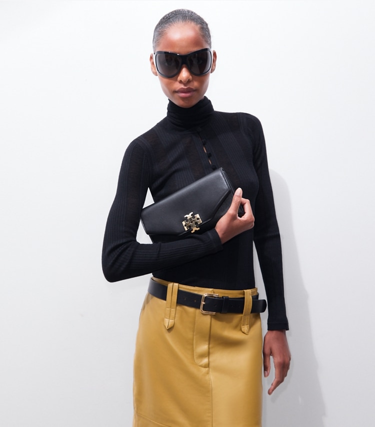Tory Burch diseñador bolsos de mano Cartera de mano tipo sobre Charlie en Black adicional en modelo
