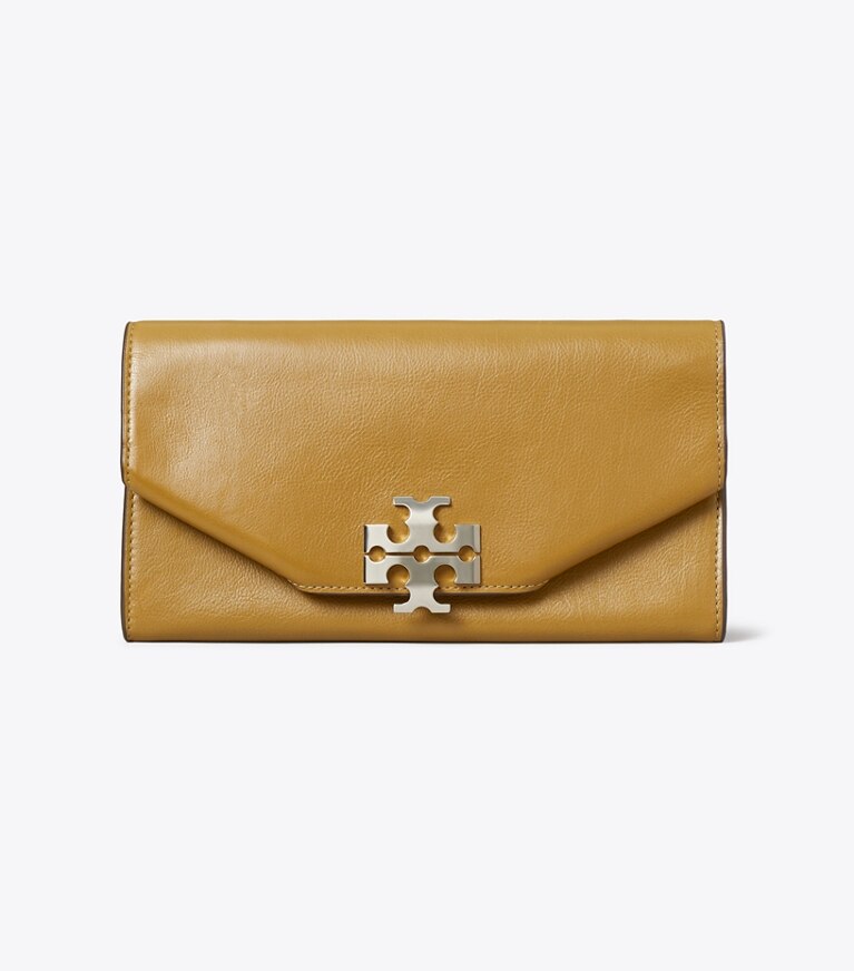 Tory Burch diseñador bolsos de mano Cartera de mano tipo sobre Charlie en WREN BROWN frente