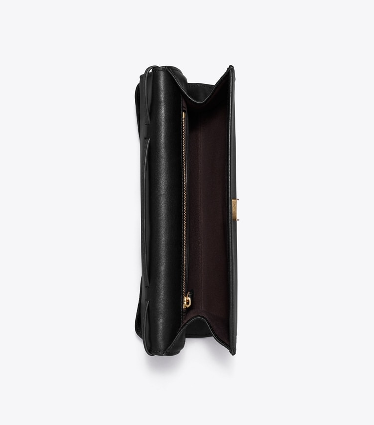 Tory Burch diseñador carteras de mano Cartera de mano tipo sobre Charlie en Black vista superior
