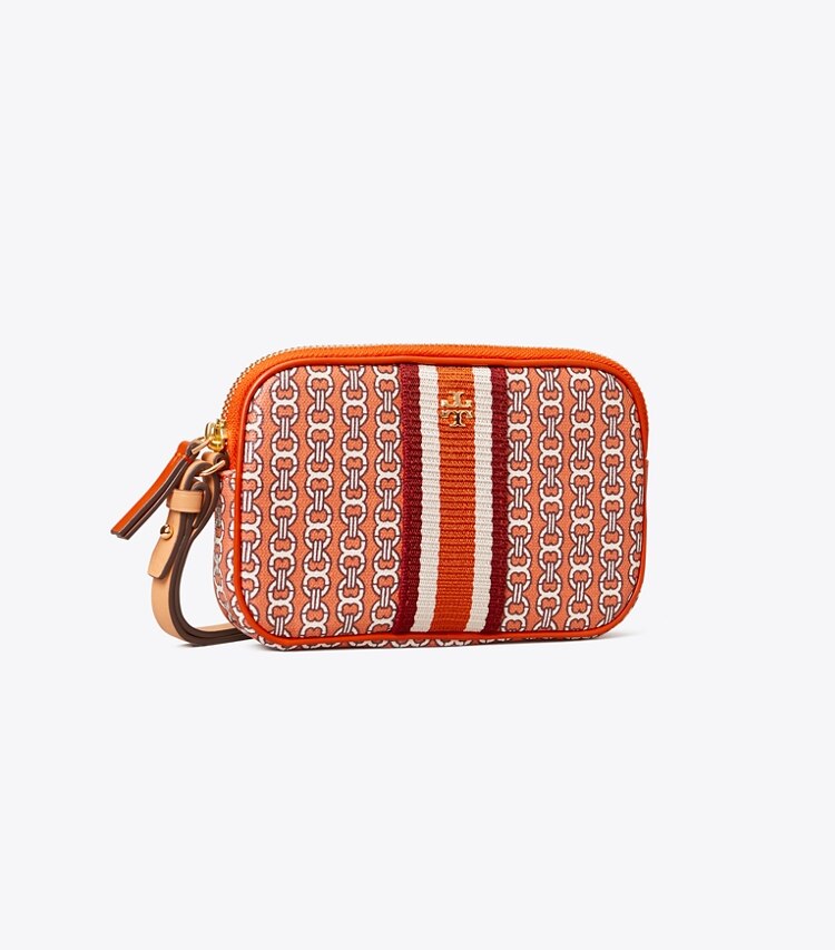 Tory Burch diseñador bolsos de muñeca Cartera de muñeca Gemini Link de lona en Canyon Orange Gemini Link ángulo