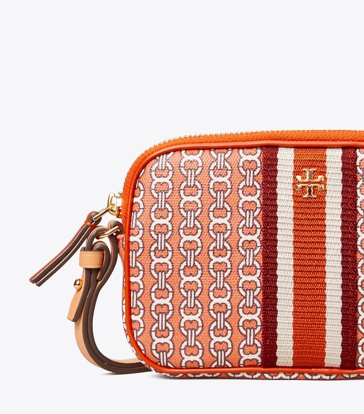 Tory Burch diseñador bolsos de muñeca Cartera de muñeca Gemini Link de lona en Canyon Orange Gemini Link detalle