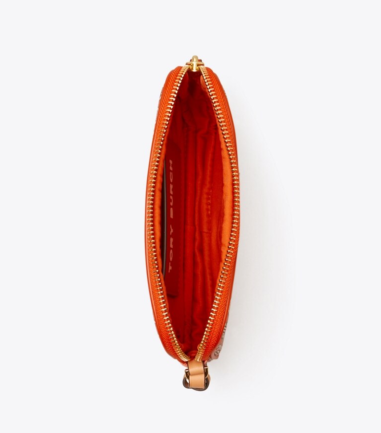 Tory Burch diseñador bolsos de muñeca Cartera de muñeca Gemini Link de lona en Canyon Orange Gemini Link desde arriba