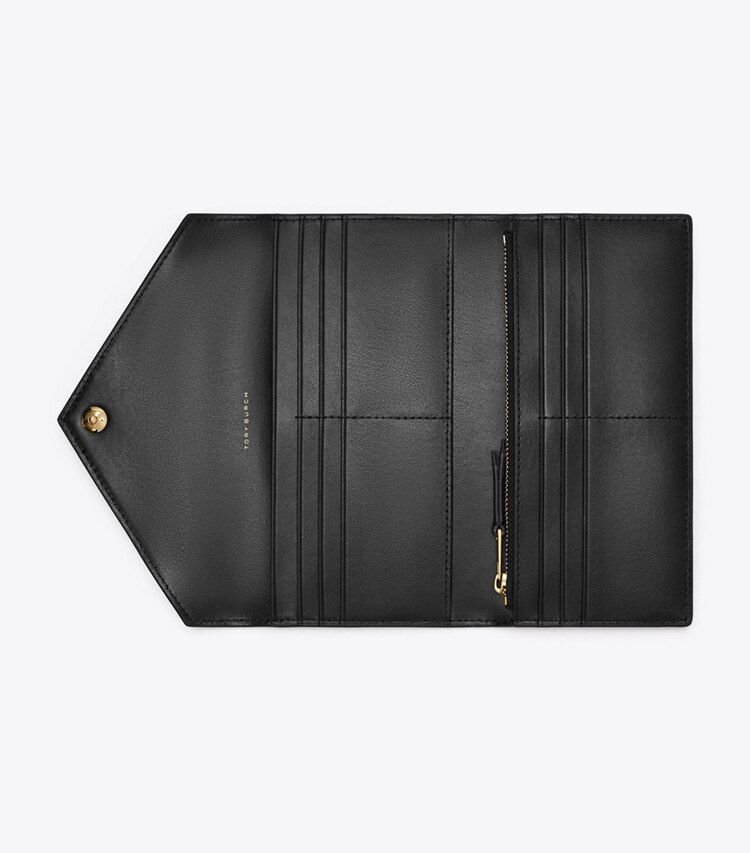 Tory Burch diseñador carteras Cartera de piel con monograma de T modelo sobre en Black desde arriba