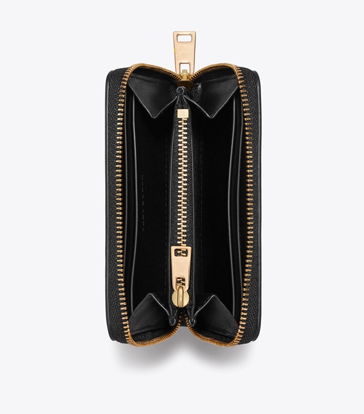 Tory Burch diseñador carteras Cartera pequeña con cremallera Charlie en Black vista superior
