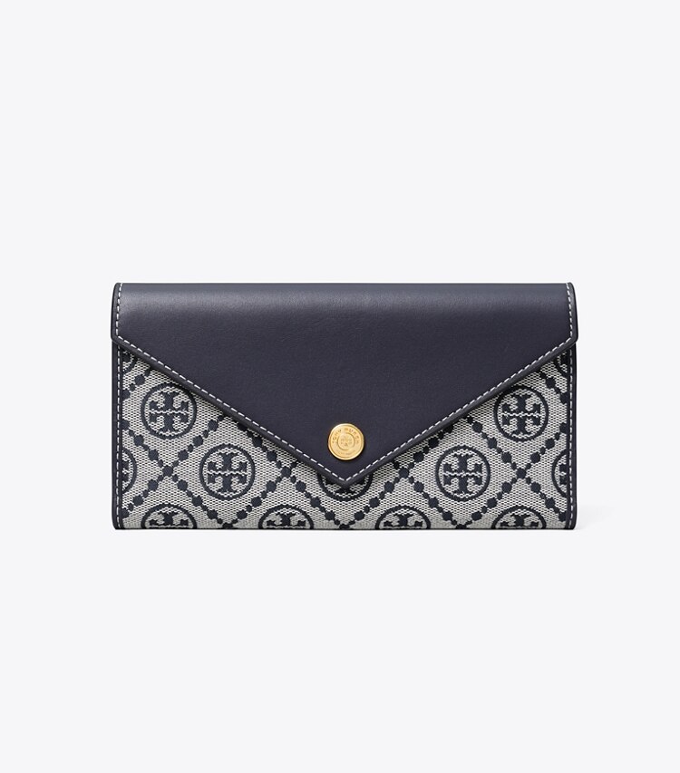 Tory Burch diseñador carteras Cartera sobre con monograma T en Tory Navy frente