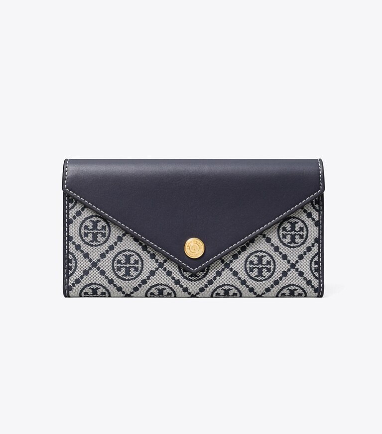 Tory Burch diseñador carteras Cartera sobre con monograma T en Tory Navy frente