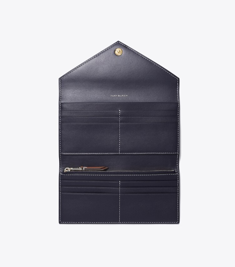 Tory Burch diseñador carteras Cartera sobre con monograma T en Tory Navy vista superior