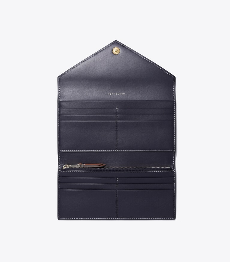 Tory Burch diseñador carteras Cartera sobre con monograma T en Tory Navy vista superior