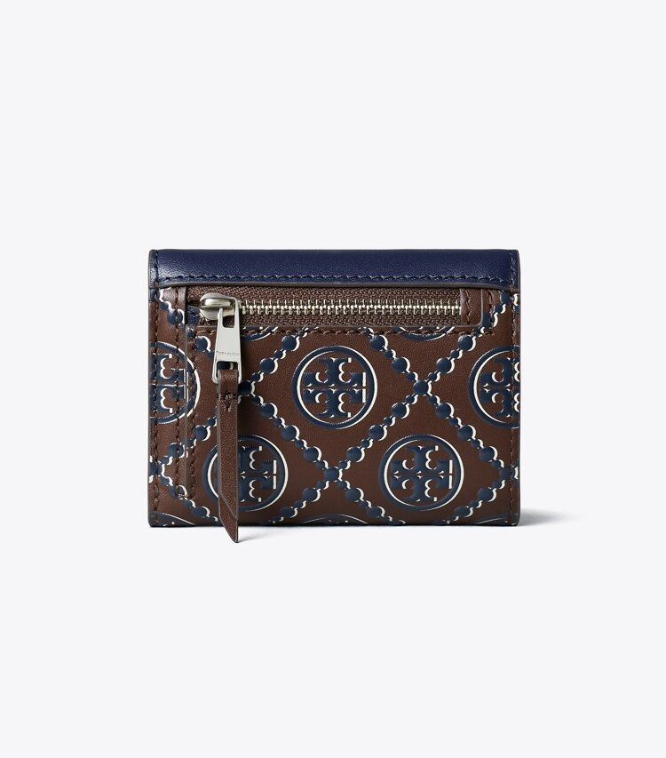 Tory Burch diseñador carteras Cartera sobre pequeña con relieve en contraste y monograma T en Tory Navy / John Coco volver