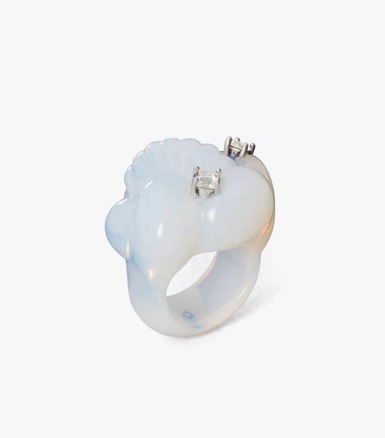 Tory Burch designer rings Carved Glass Ring in Moonstone angle