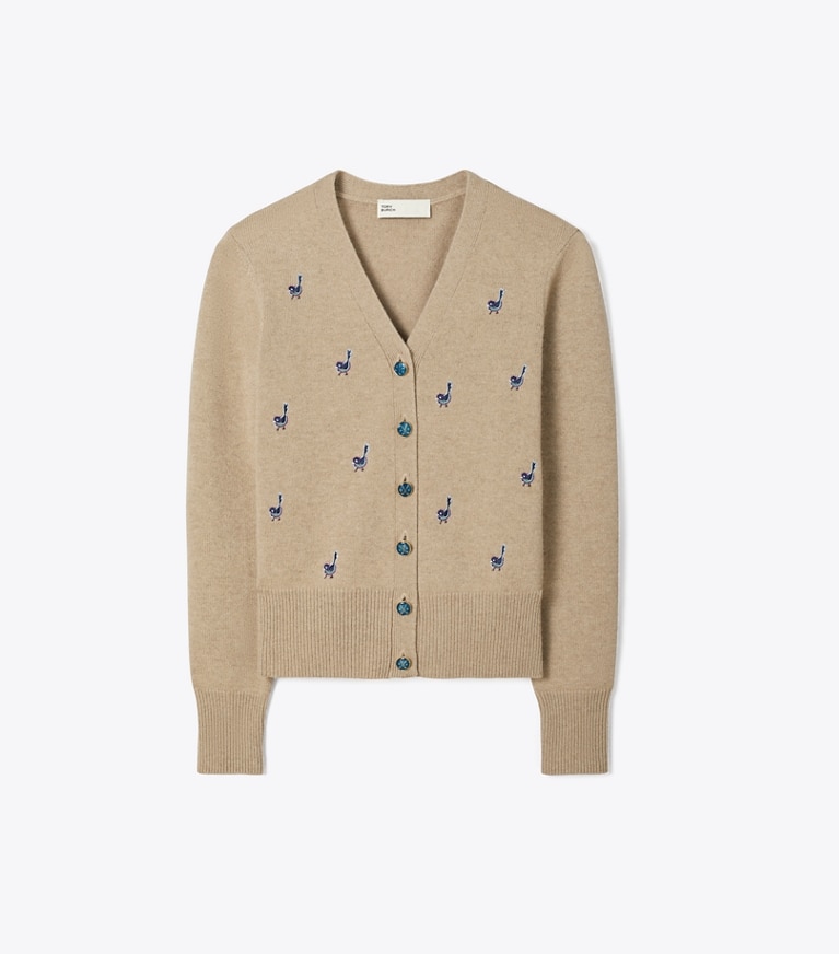 Tory Burch designer セーター バーディ カシミア カーディガン in Deep Toffee front