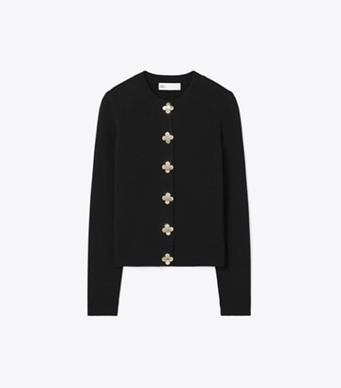 Tory Burch designer sweaters Cashmere Cardigan in Black front