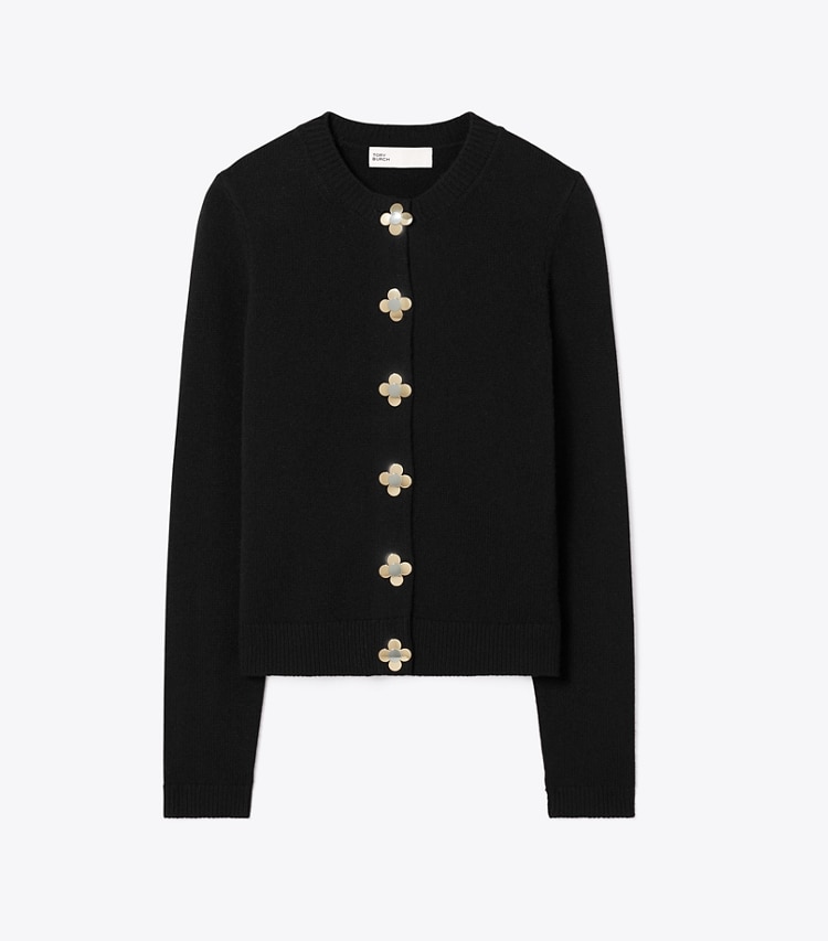 Tory Burch designer sweaters Cashmere Cardigan in Black front