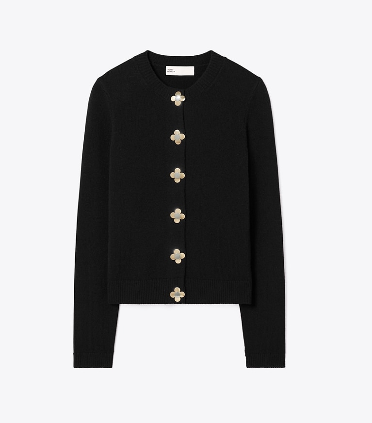 Tory Burch designer sweaters Cashmere Cardigan in Black front
