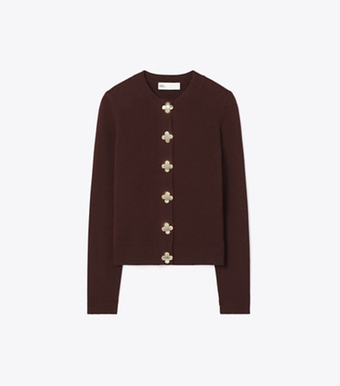 Tory Burch designer sweaters Cashmere Cardigan in Dark Sangria front