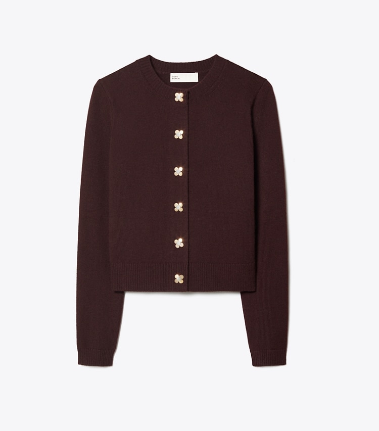 Tory Burch designer sweaters Cashmere Cardigan in Dark Winterberry front
