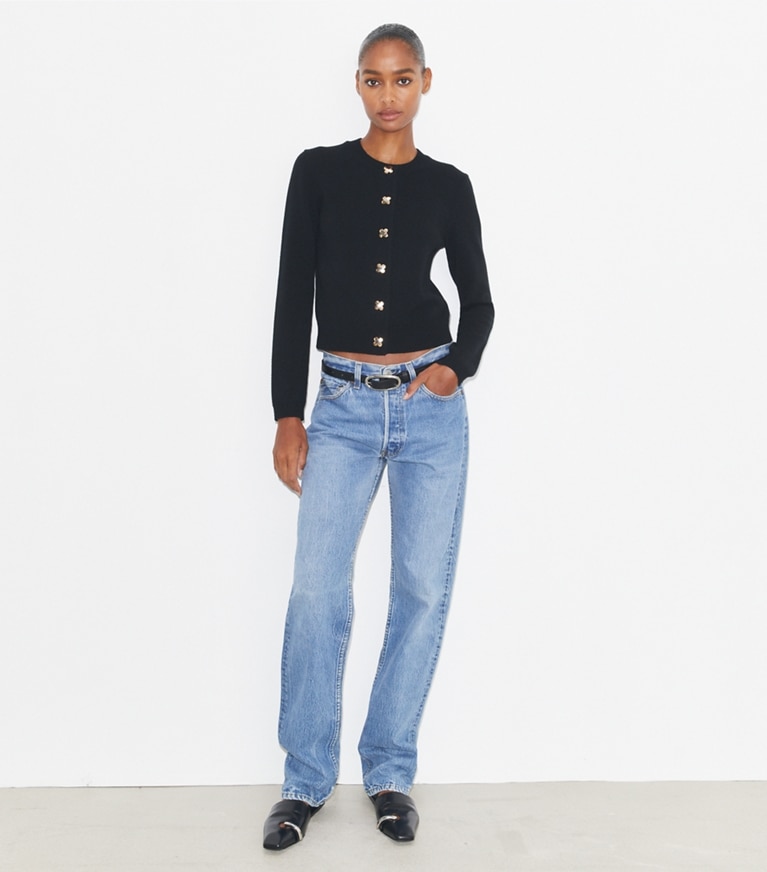 Tory Burch designer sweaters Cashmere Cardigan in Black front