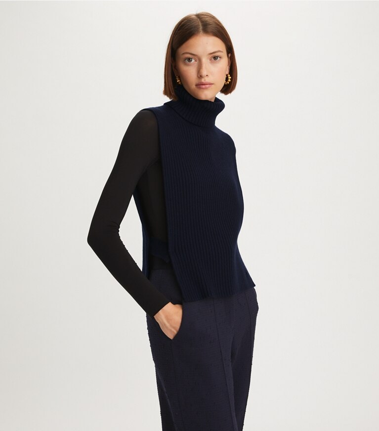 Tory Burch designer jackets Cashmere Dickie in Navy front
