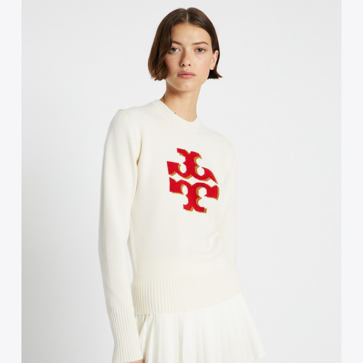 Cashmere Logo Crewneck: Women's Designer Sweaters | Tory Sport Cashmere Logo Crewneck: Women's Designer Sweaters | Tory Sport